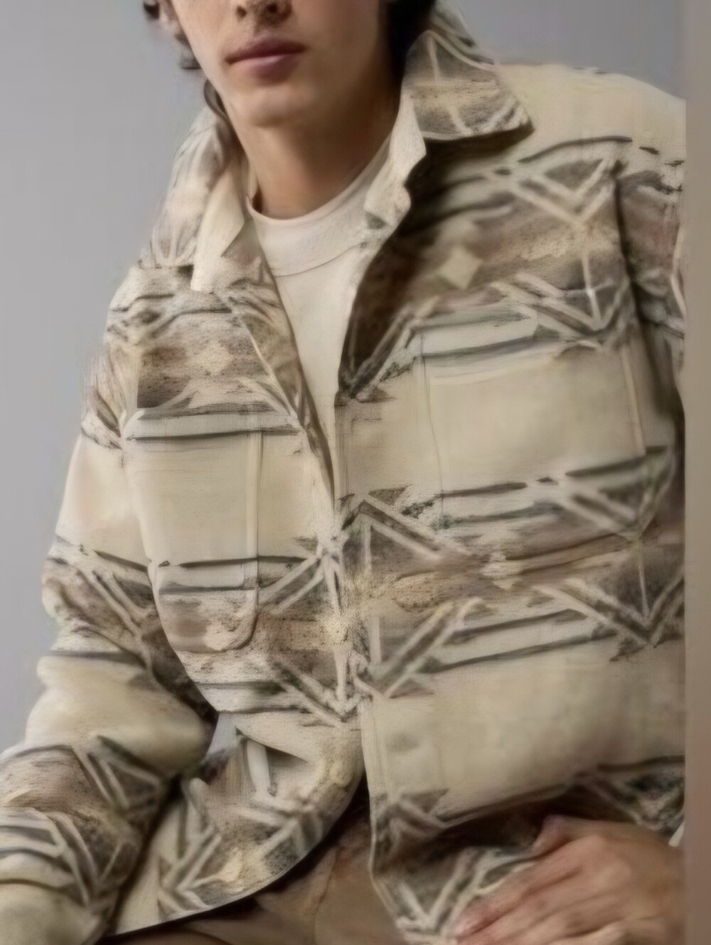 NWT Brooklyn Mfg Co. The Shacket Boxy Fit Aztec Print Sand - L